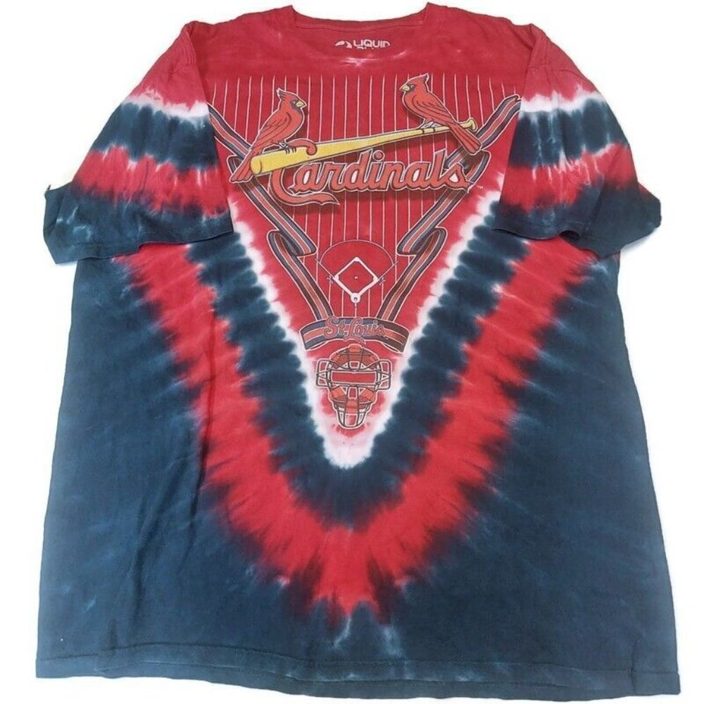Majestic Liquid Blue St. Louis Cardinals Tie Dye All Over Print T Shirt Mens 2XL
